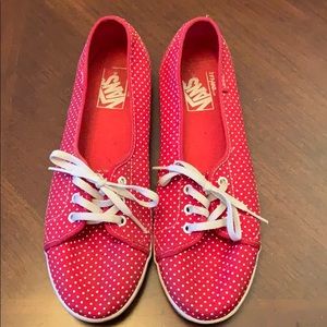 Red Vans with white polka dots